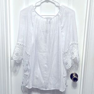 Boho bright white top